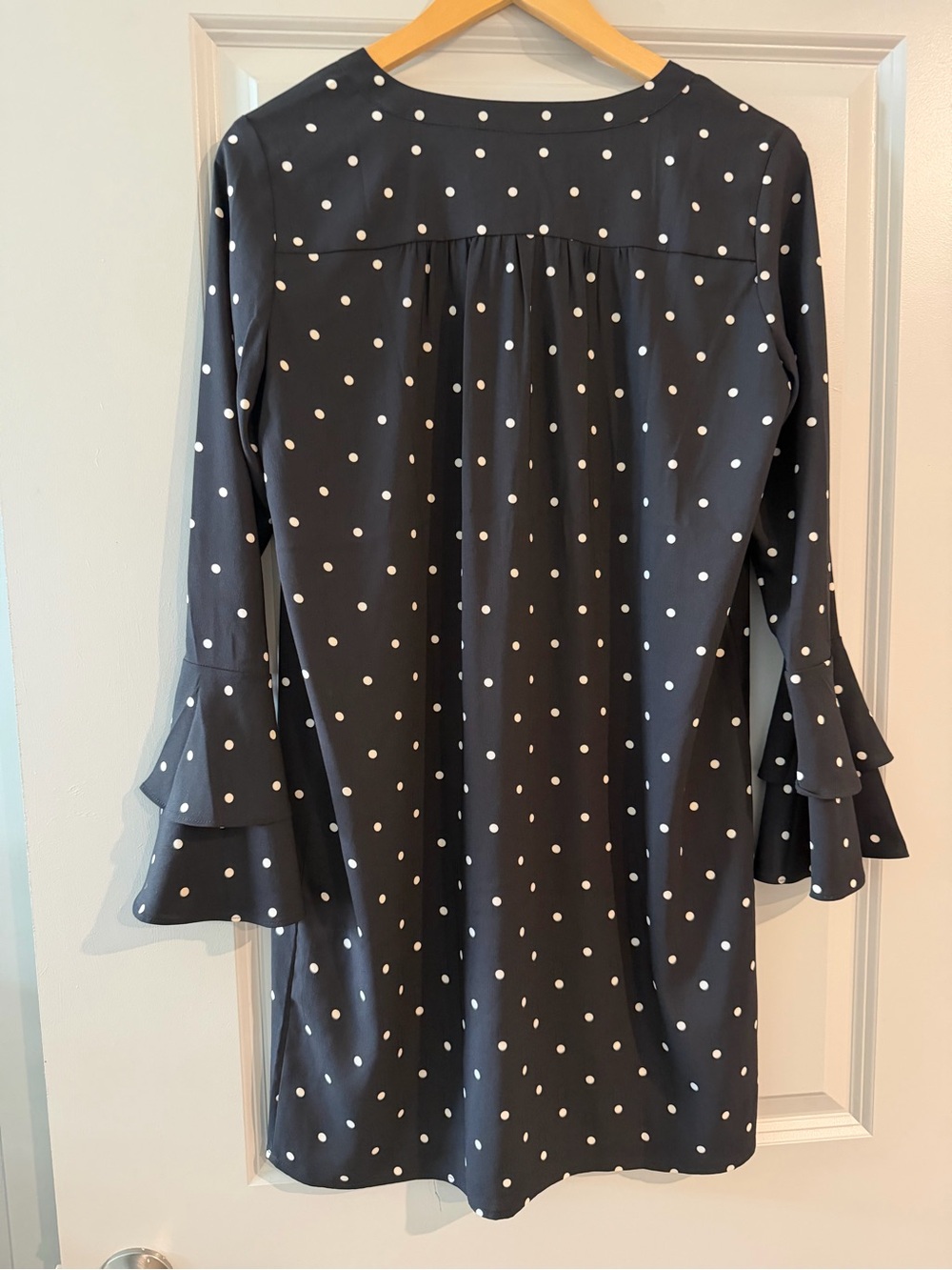 LOFT Black Polka Dot Long Sleeve Shift Dress - Picture 5 of 5